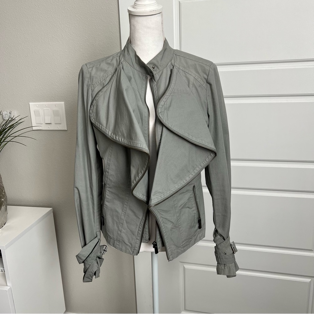 Bebe Gray Cascade Zipper Biker Jacket, Moto Jacket